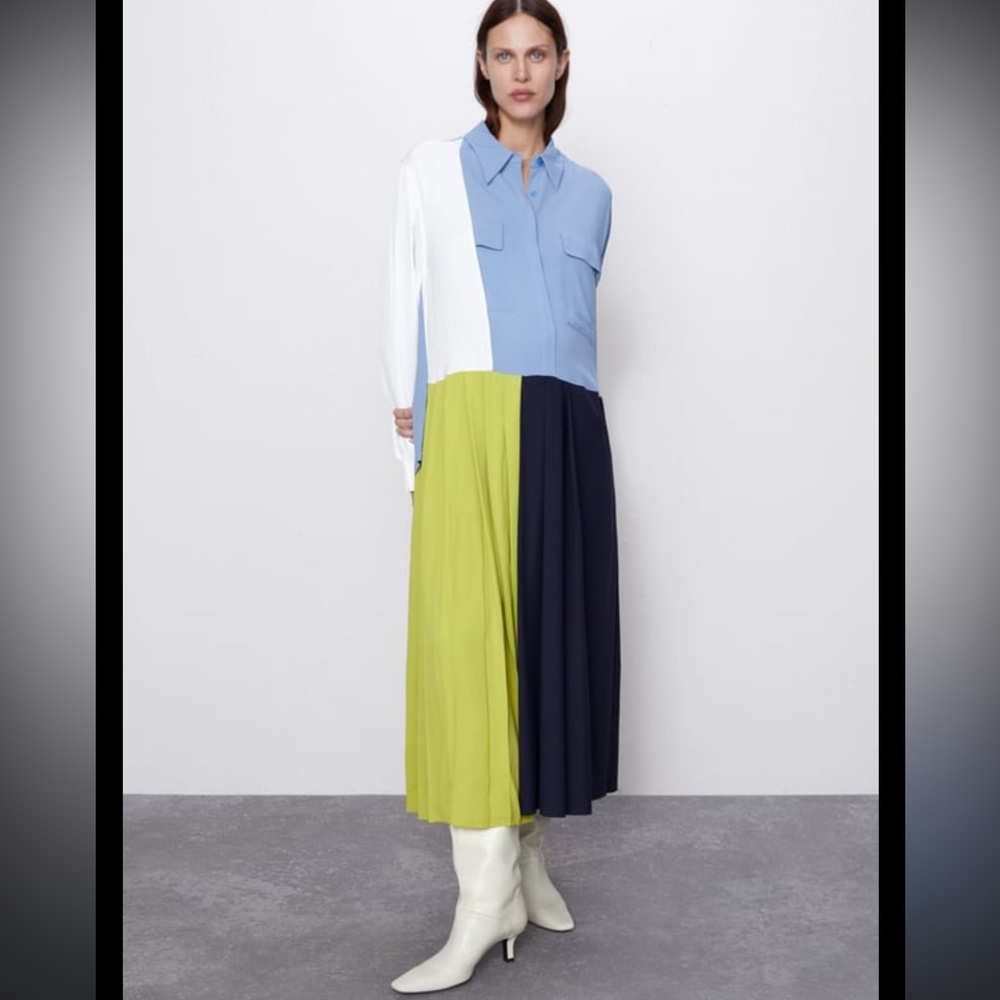 Zara color block maxi dress